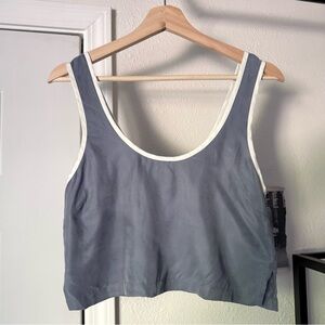 AFENDS grey cupro viscose sleeveless boxy scoop cropped tank top